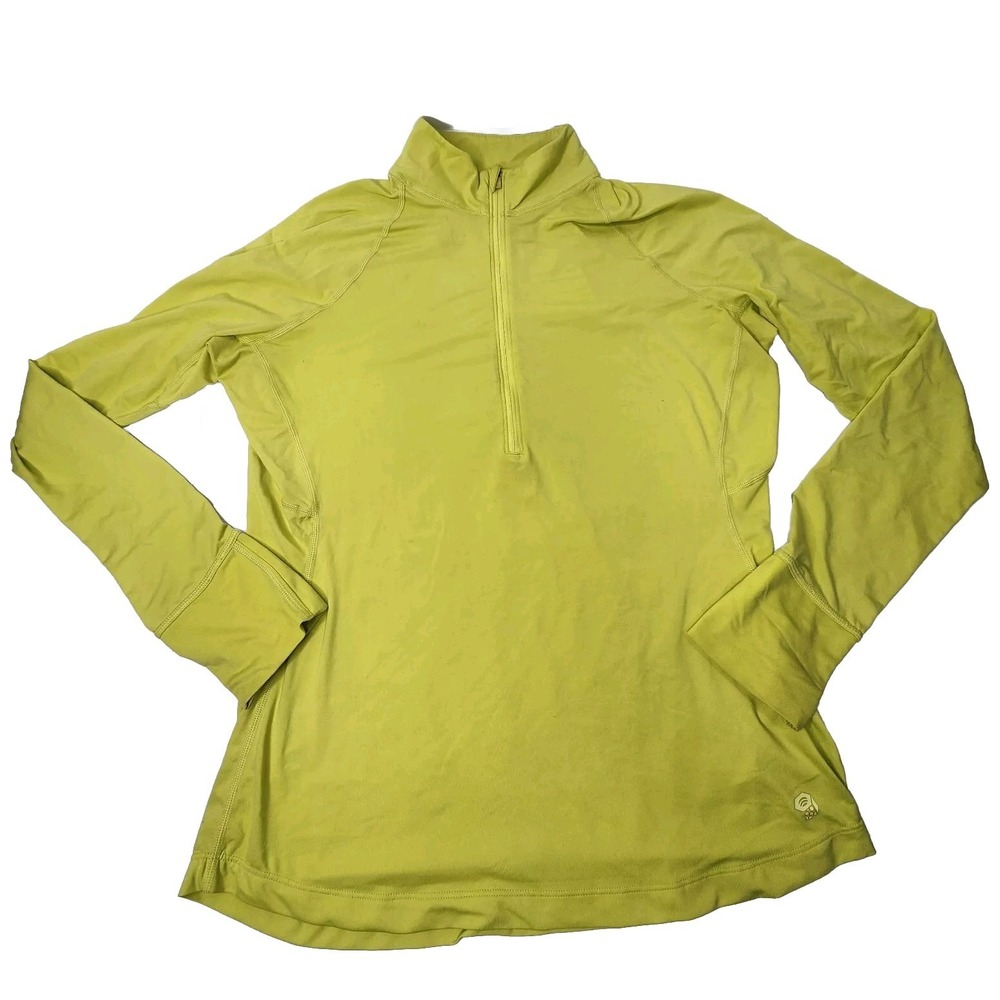 Mountain Hardwear 1/4 Zip Hoodie Shirt Womens Large Wick Q Yellow